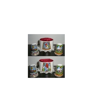 Thimbles with a pin cushion 'Stained glass window'