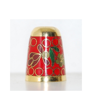 Czerwone kwiaty cloisonne