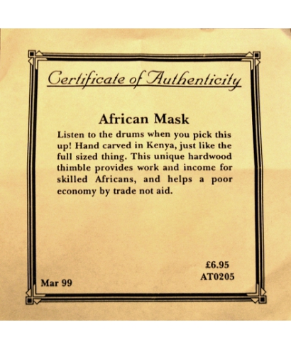 African mask - certificate