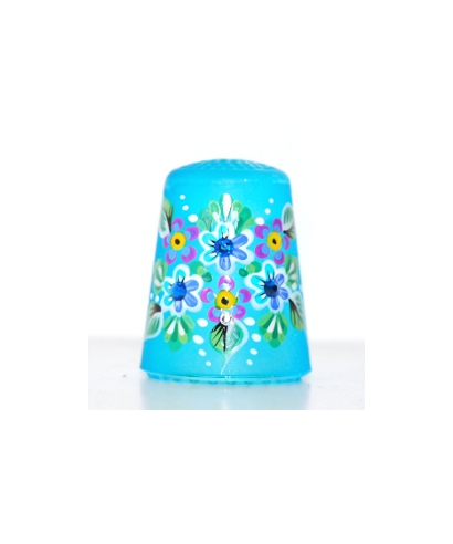 Blue glass with flowers
