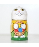 White cat and woll balls