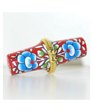Red floral needle case