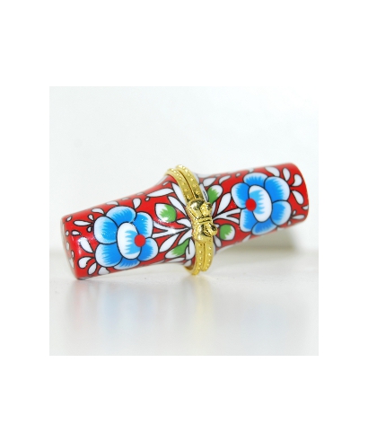 Red floral needle case