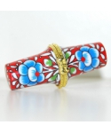 Red floral needle case