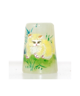 Green jade with cat