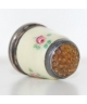 Silver enameled gilloched with honey-colored stone