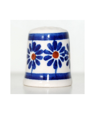 Big Bolesławiec blue flowers with hole