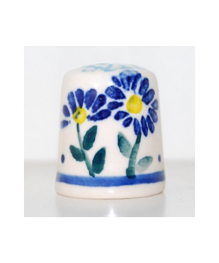 Big Bolesławiec blue flowers with hole II