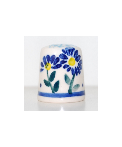 Big Bolesławiec blue flowers with hole II