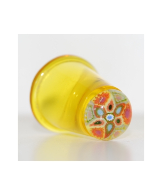 Yellow glass millefiori thimble