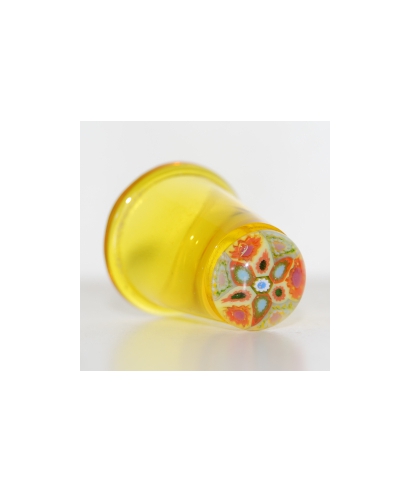 Yellow glass millefiori thimble